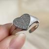 925 Silver Rings for Women Couple Minimalist Handmade Simple Diamond Heart Round Ring Fine Jewelry Gift Prevent Allergy