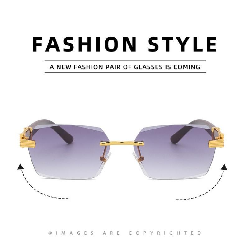 Irregular Square Frameless Sunglasses New Luxury Design Eyewear for Men and Women Outdoor Sun Protection Driving Sunglasses