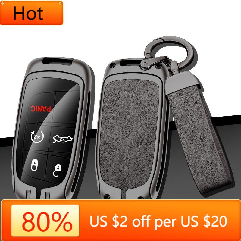Interior Mouldings Zinc Alloy Leather Car Key Case Cover for Jeep Renegade Compass Grand Cherokee for Chrysler 300C Wrangler Dod