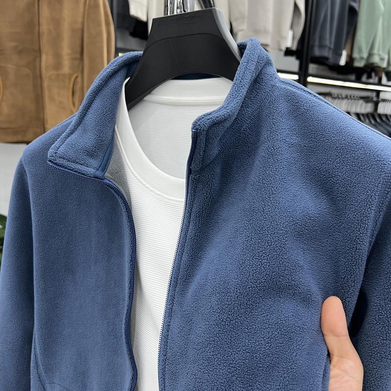 Men s 2025 Autumn Winter Corduroy Stand Collar Zip Cardigan, Thick Warm Pure Color Hoodie Jacket XL