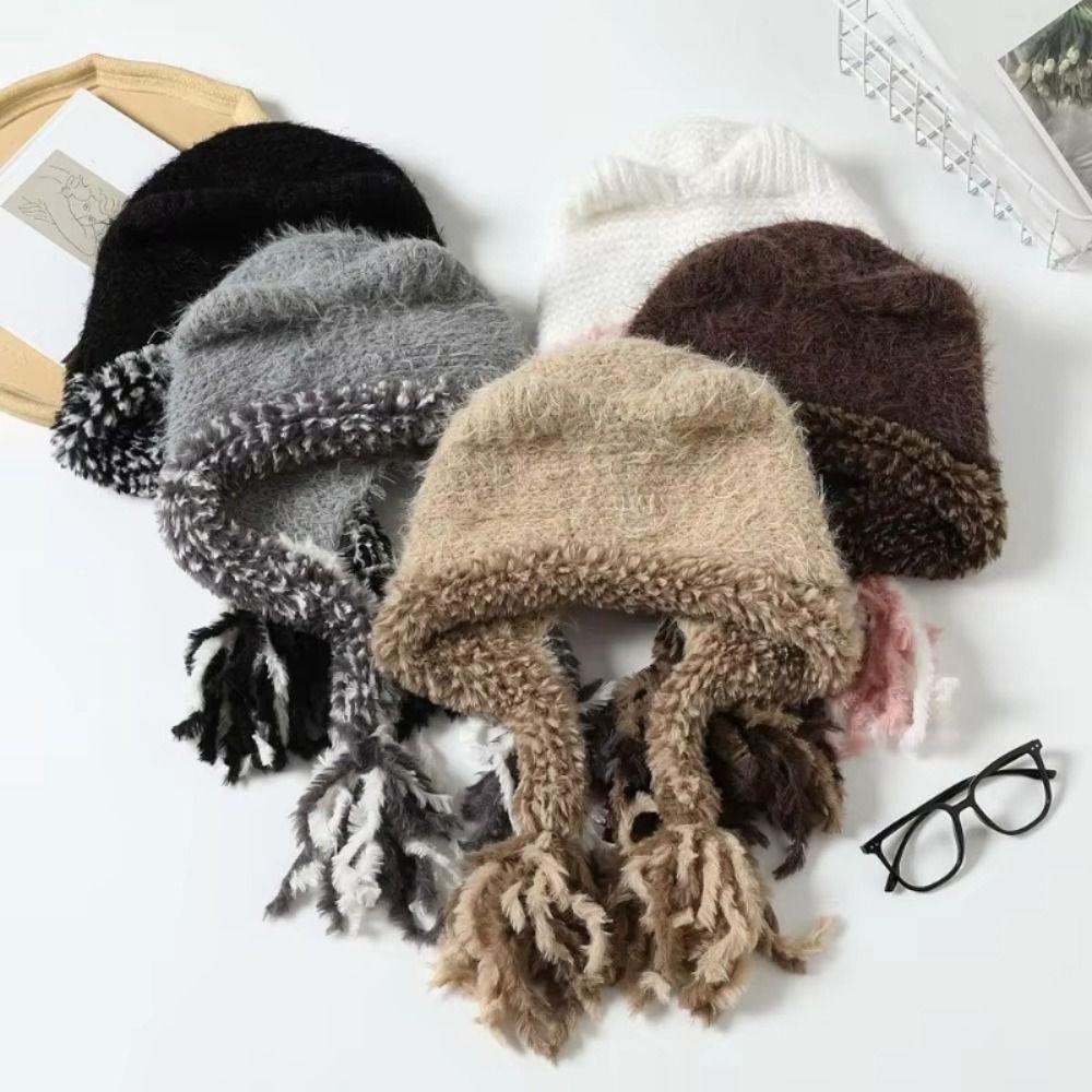 Cat Ears Ear Protection Hat Korean Style Knitted Warm Hat Fashion Winter Pullover Hats  Outdoor