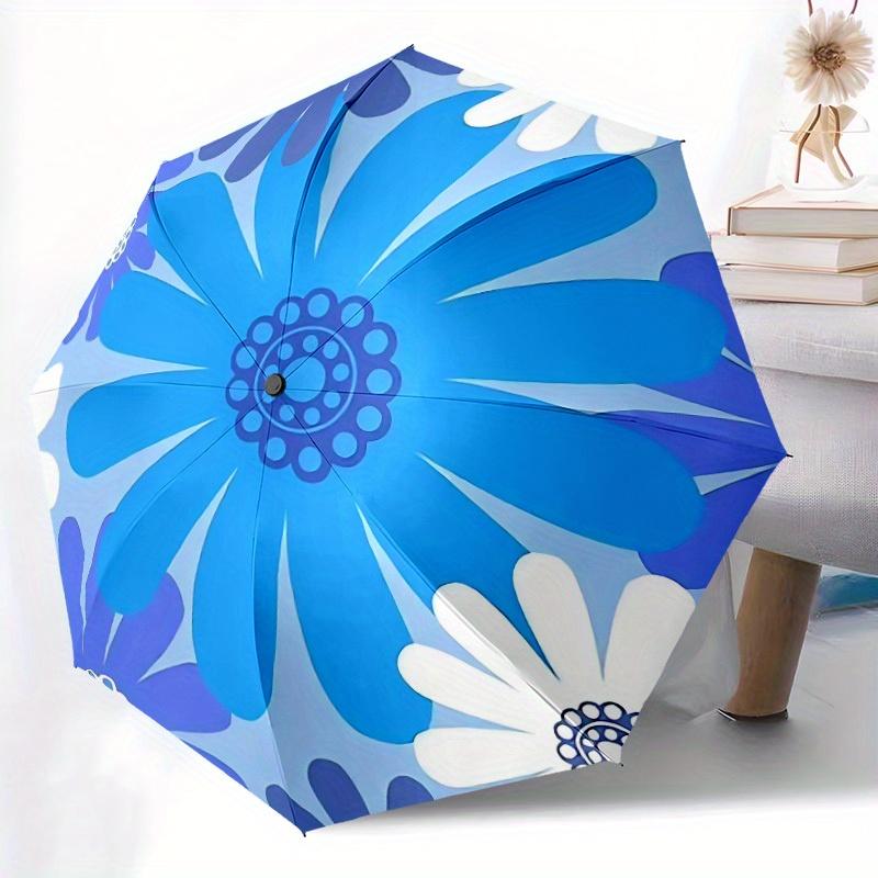 1pc Blue Daisy Automatic Opening/closing Umbrella with Auto Open/Close, Perfect Gift for Friends, Durable Plastic Handle yy250801164