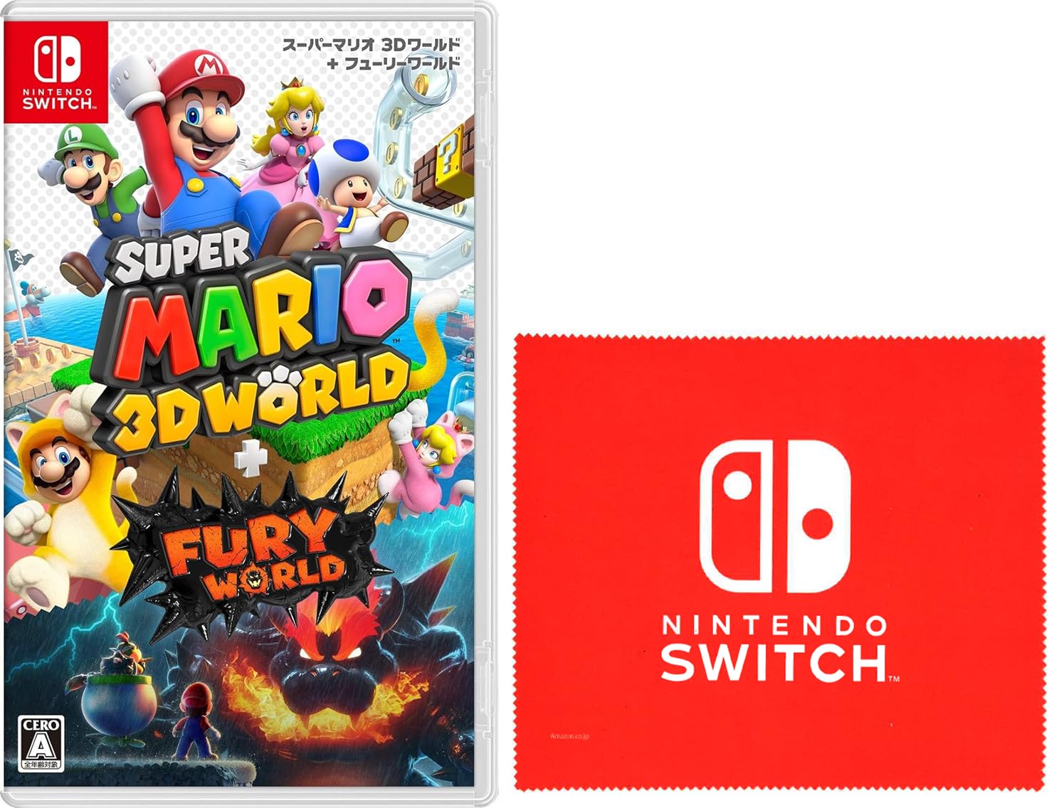 

Super Mario 3D World Fury Switch Дизайн логотипа Nintendo Switch в комплекте микрофибра + Боузер s - [Бонус]