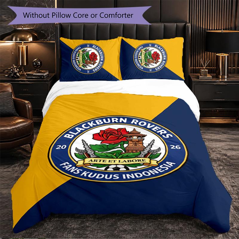 Set Biancheria da Letto Calcio Blackburn Rovers 3 Pezzi Morbido Copripiumino con Federe Set Decorazione Camera da Letto per la Casa