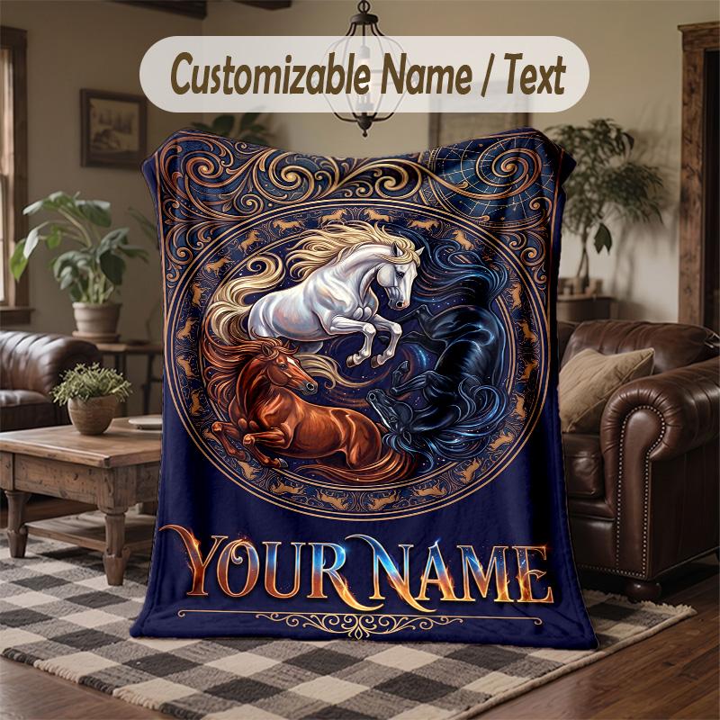 Elegant Roses Heart Frame Theme Throw Blanket Custom Name Text Personalized Blanket Soft Cozy Blanket for Home Sofa Bed