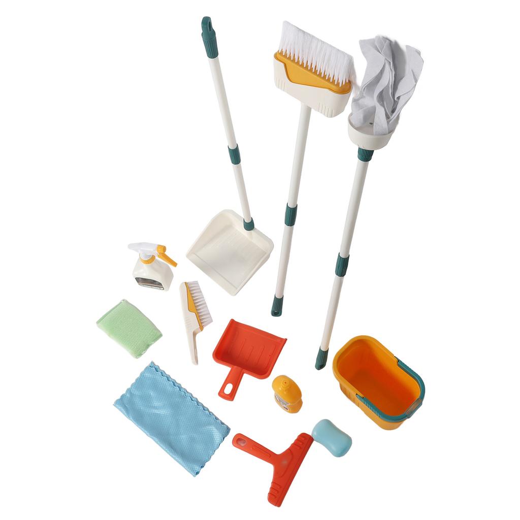 Set de curățenie pentru copii Cărucior de curățenie de jucărie Jucării de menaj Set mătură și mop pentru copii mici