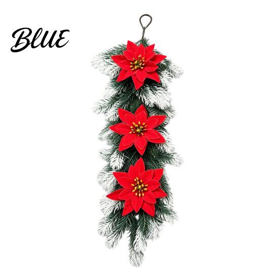 Winter Seasonal Wall Mantel Ornament Artificial Door Christmas Vine Hanging European Wreath Garland with Plastic