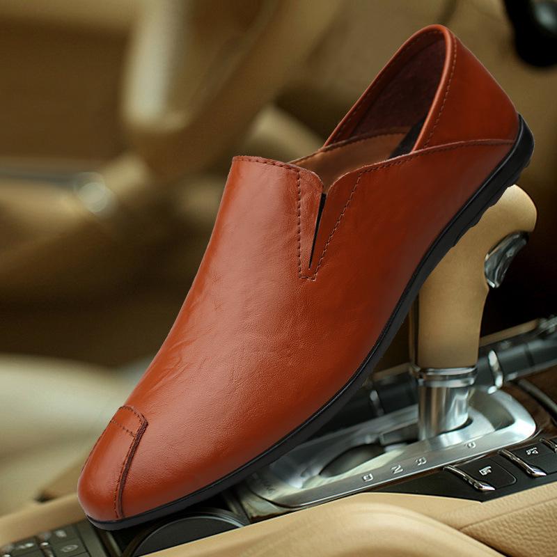 Men's Black Leather Slip-On Shoes – Breathable, Comfortable, Formal Business & Driving Shoes