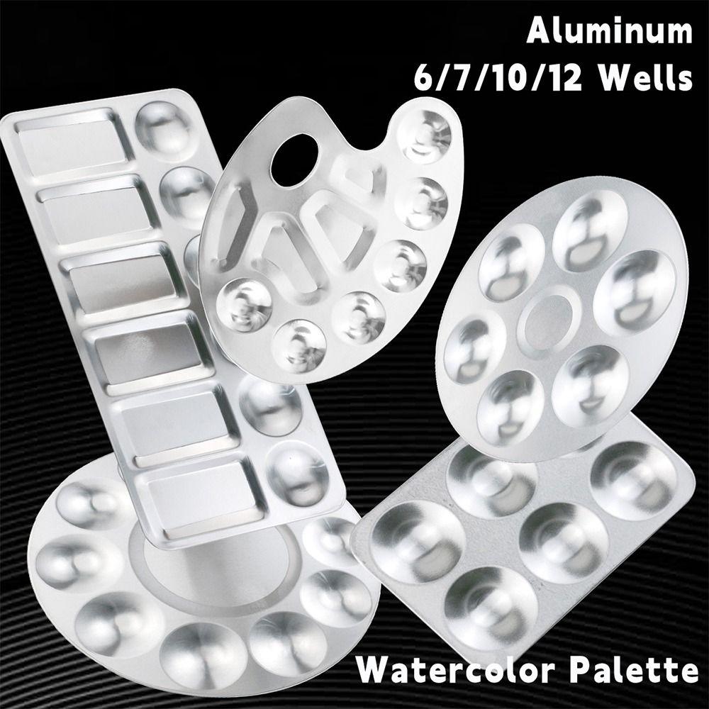 Circular/Rectangular Watercolor Palette Metal Mixing Paint Tray New Pigment Palette  Art Supplies