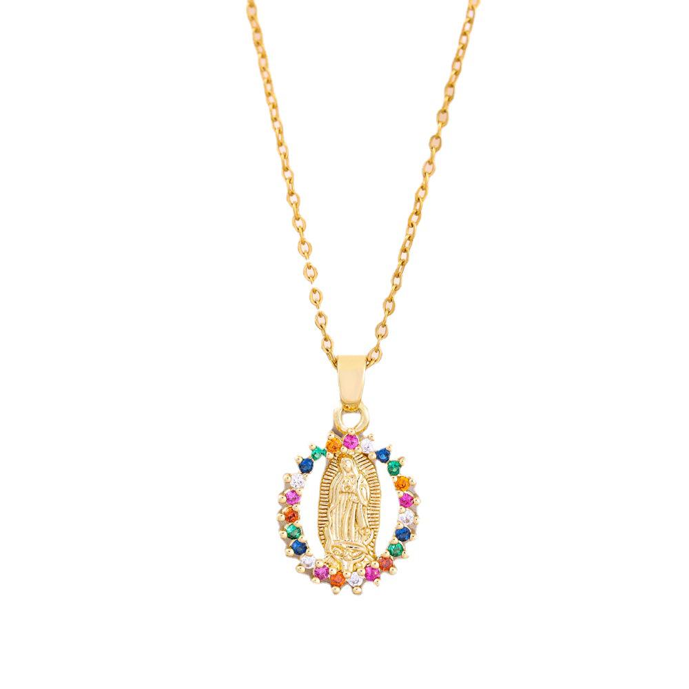 Bohemian Colored Diamond Goddess Titanium Steel Necklace - Women's Stainless Steel Clavicle Chain