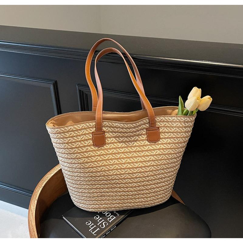 

Новая повседневная универсальная сумка-мессенджер большой вместимости, вязаная сумка, модная полосатая соломенная сумка, женская сумка легкие хаки