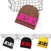 Nordic Streetwear Knit Hat With Embroidered Letters For Casual Winter Wear