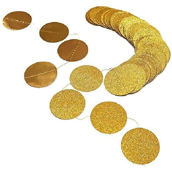 Cheerland Gold Circle Garland Gold Party Decorations Hanging Dot Banner Streamer Backdrop Decor Wedding Birthday Bday Bridal Baby Shower Bachelorette