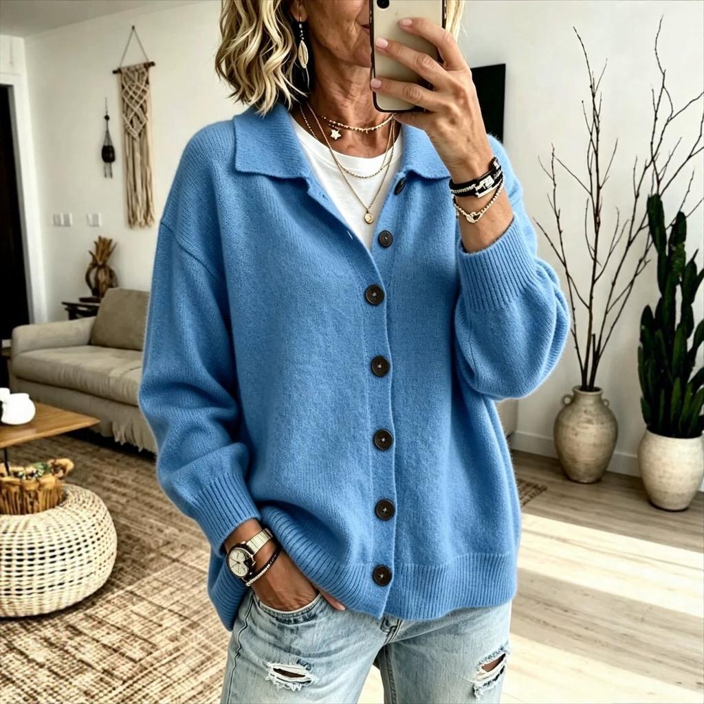 Dames gebreide vest trui met knopen aan de voorkant en reverskraag, Kleur Casual Herfst Winter