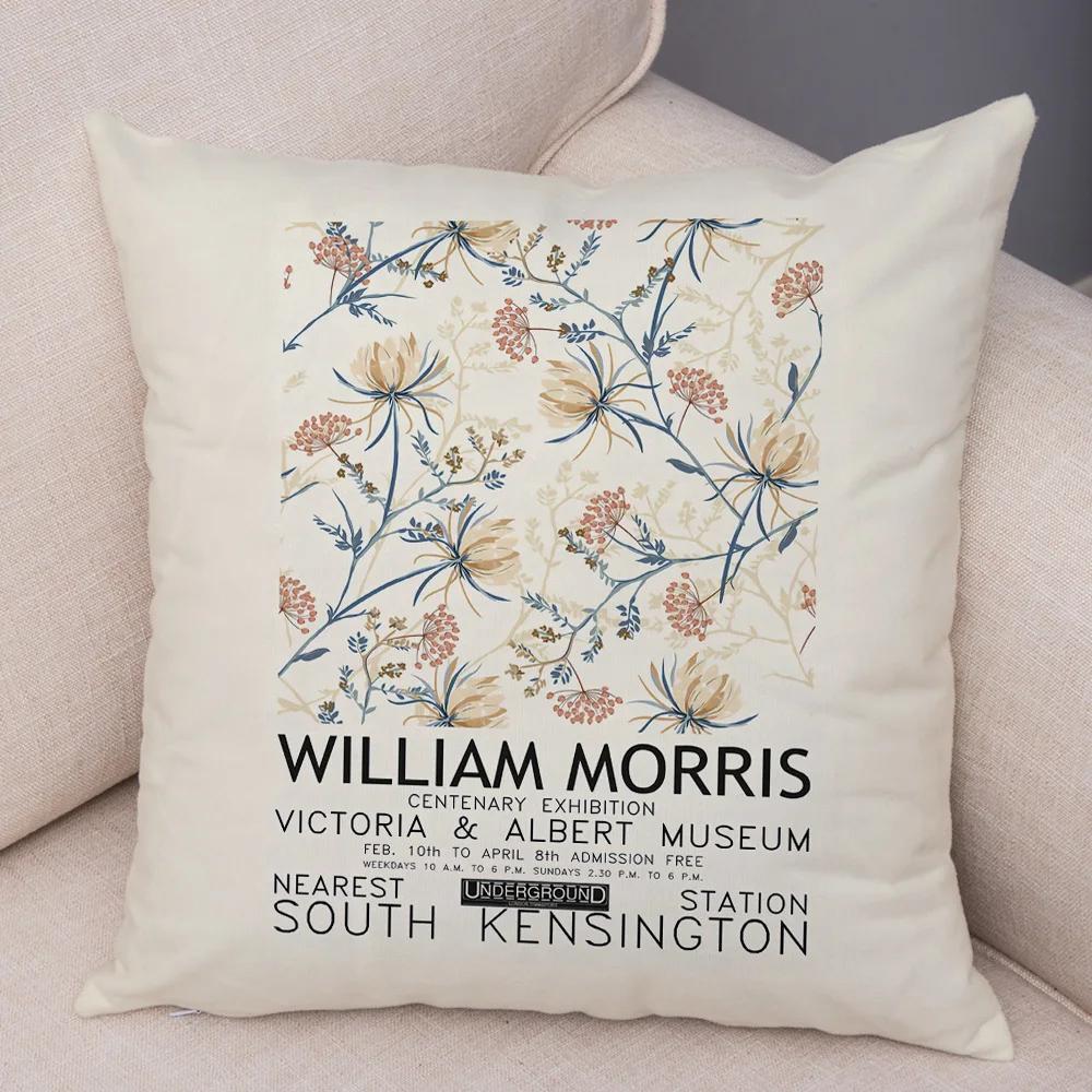 William Morriso Casual Pillowcase Double Print Decor Vintage Flower Boh Pillow Case for Sofa Car Home Plush Nordic Cushion Cover