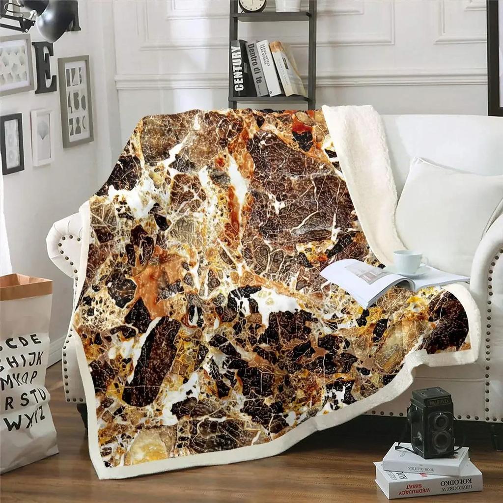 Marble Blanket Marbling Plush Nap Blanket Soft Lightweight Fluffy Flannel Fleece Throw Blanket for Sofa Couch Bed Camping Travel