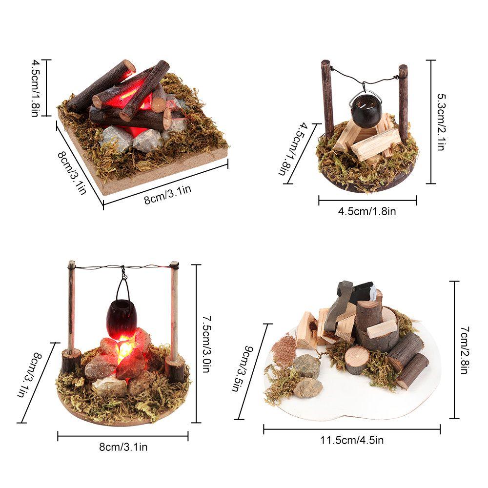 1:12 Scale Micro Landscape  Accessories Fairy Garden Decor Villa Scene Model Dollhouse Bonfire Miniatures Campfire