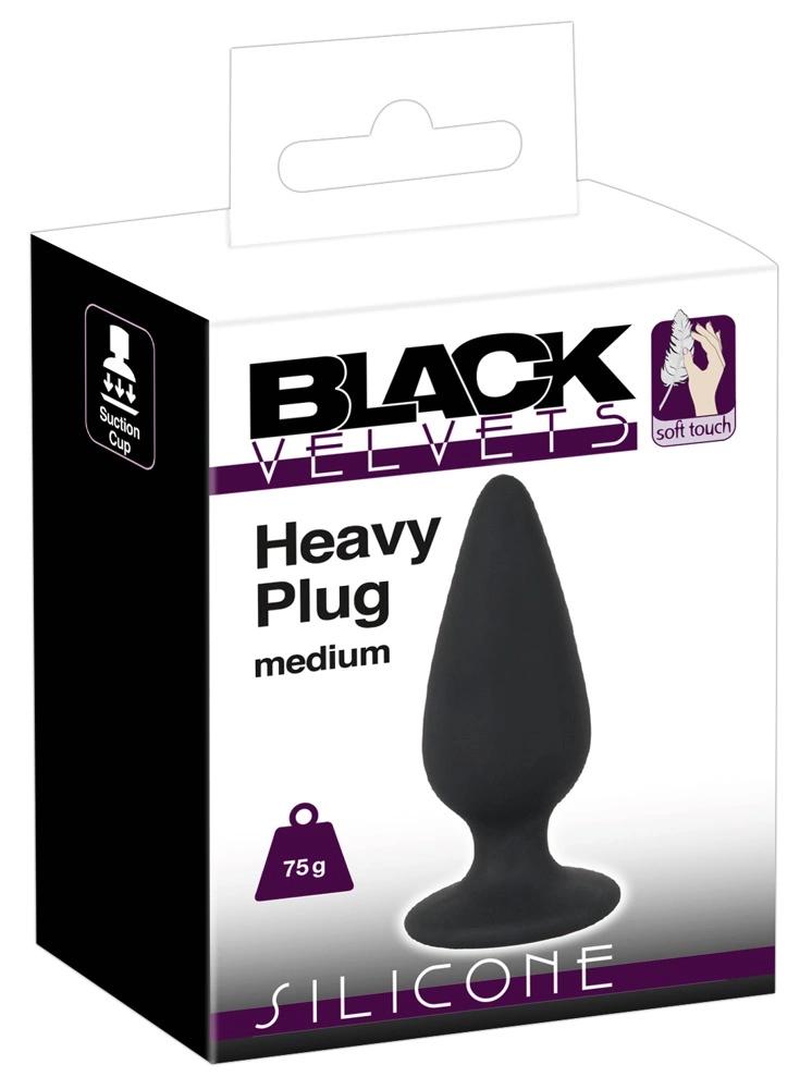 Heavy Medium Tapered Anal Plug (8.9cm) - Black Velvets