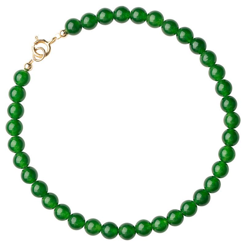 Natural Green Chalcedony Agate Thin Bracelet - 4mm Retro Peace Beads, Chinese Style Summer Accessory
