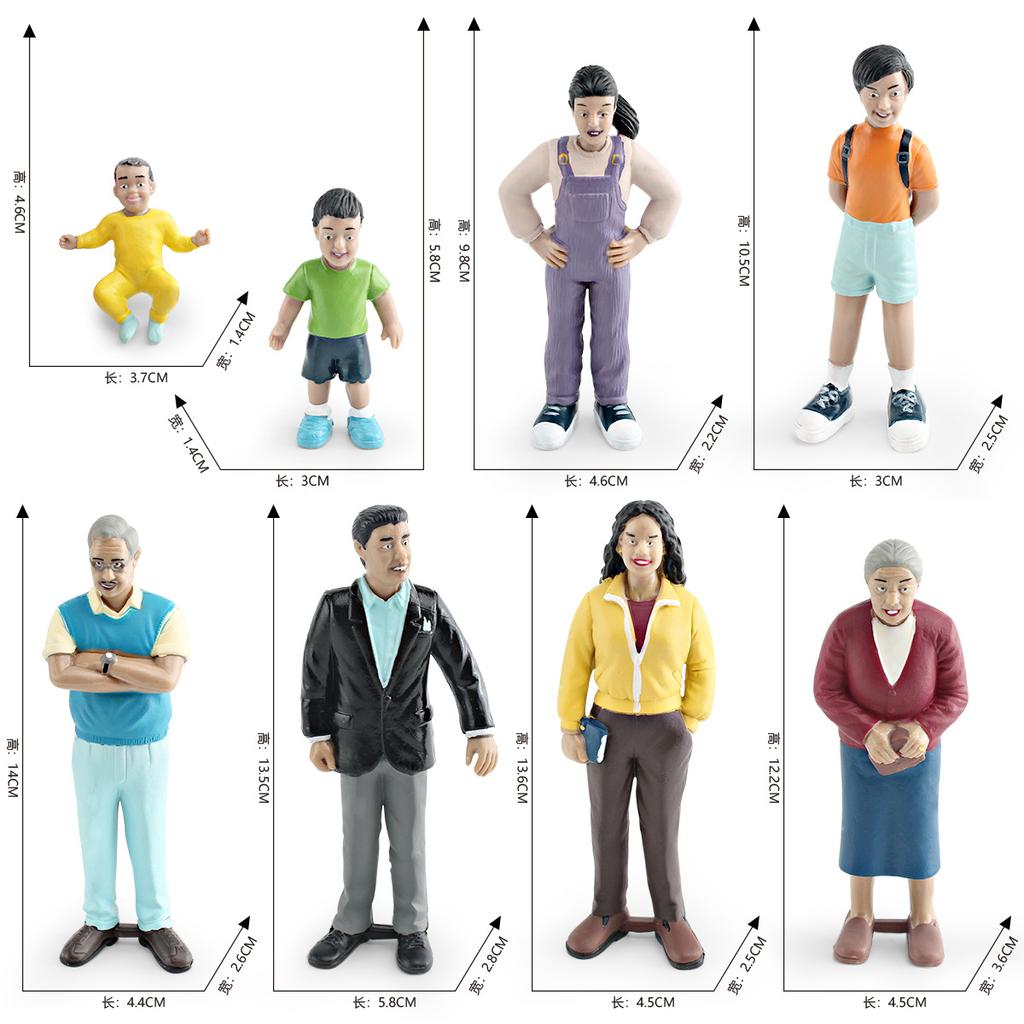 Simulated Family Member Character Model Grandpa Grandma Dad Mom Doll Parent-Child Relationship Static Ornament