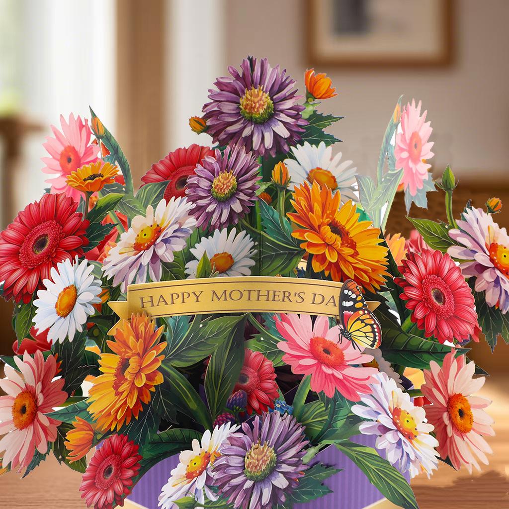 Trójwymiarowa kartka z życzeniami w formie rozkładanego kwiatu, wiele stylów, na Dzień Matki, urodziny, ślub, Walentynki, rocznice. Idealny prezent. Kartka pocztowa