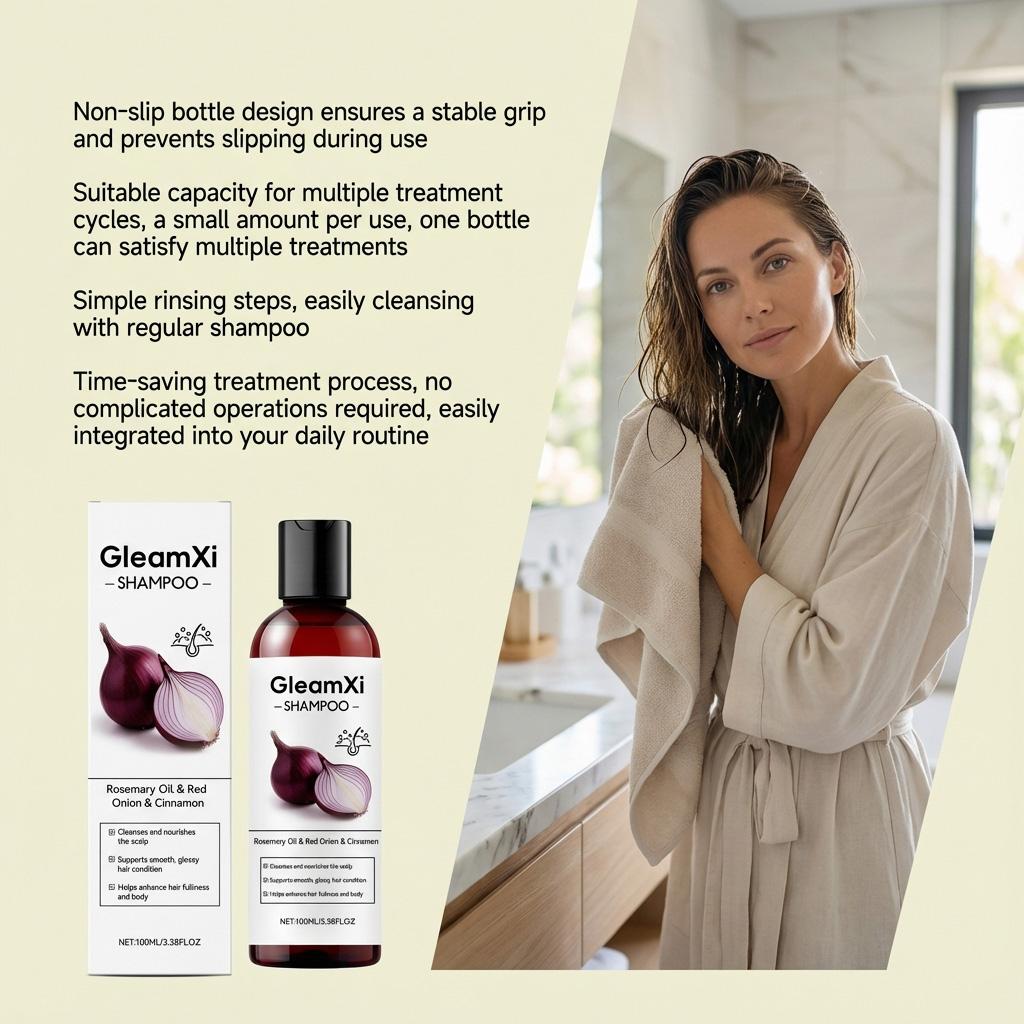 Red Onion Volumizing Shampoo for Frizz Control & Scalp Care, Gentle Cleansing for Smooth, Silky & Glossy Hair