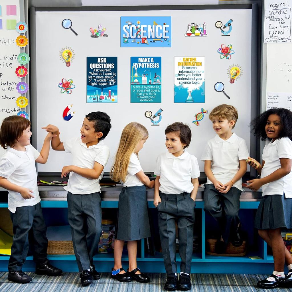 Zonon 31 Pieces Science Classroom Decoration Science Bulletin Board Set Scientist Posters Banner Classroom Wall Decoration Scientist Lab Cutouts for