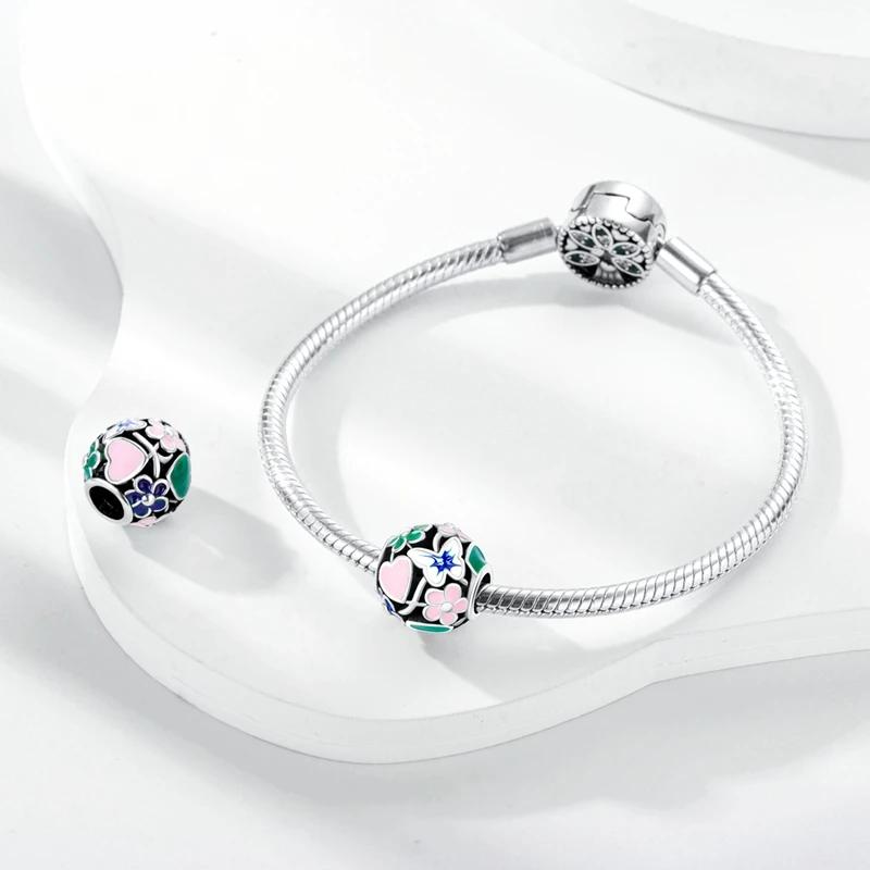 Charms Copperheart-Shaped Butterflies Flowers Beads Fit Charms Plataoriginal Bracelet Beads Women Jewellery Making Diy