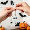Halloween Wall Ornaments Ghost Wooden Hanging Sign with Hemp Rope, Cute Holiday Pendants for Home Party Decorations