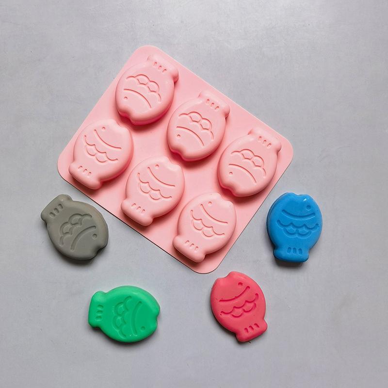 6 Holes Cartoon Small Fish Silicone Cake Mold Handmade Soap Mold Diy Chocolate Pudding Jelly Fondant Baking Cake Decorating Tool