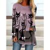 Women's T Shirt Black Cat Long Sleeve Graphic Animal Vintage Stylish Classic Long Sleeve Crew Neck Round Neck Long Tops