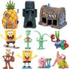 11Pcs Fish Tank Spongebob Ornament Landscaping Kit For Fish Crab Turtle Shrimp