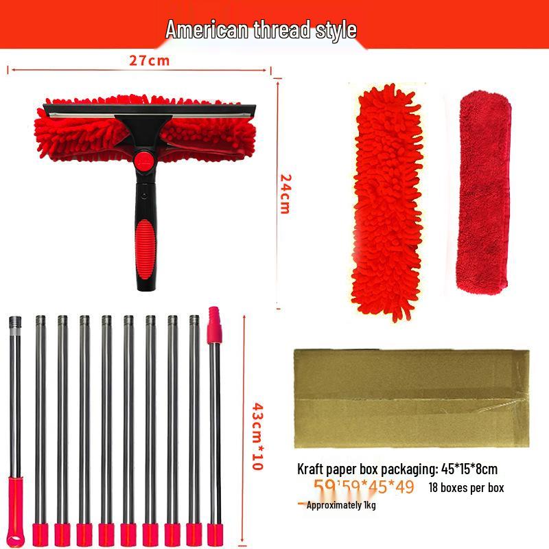 Dual-Sided High-Rise Window Cleaning Squeegee: Efficient Glass Cleaner for Easy Two-in-One Use