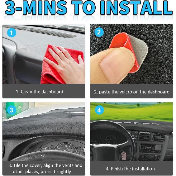 POSAID Dash Cover for 1998-2004 Chevy S10/ GMC Sonoma, Dashboard Cover for 1998-2005 Chevrolet Blazer, Dashboard Dash Mats for 1998-2001 GMC Jimmy,