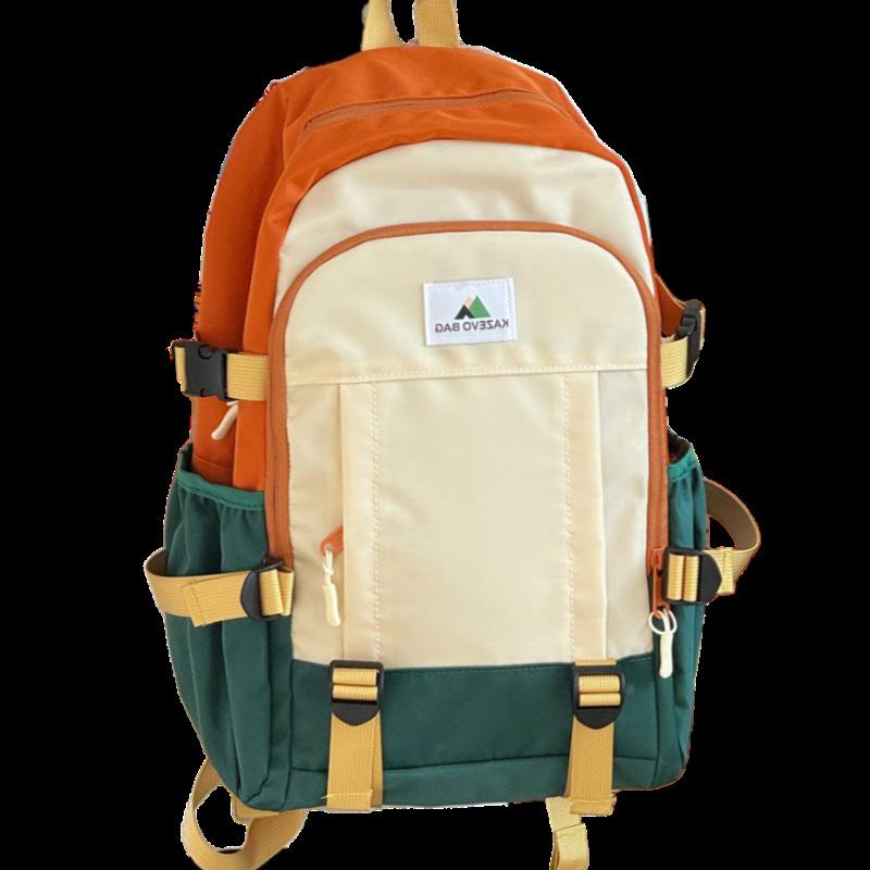 

New contrasting color casual backpack large capacity personalized campus style junior high school student backpack