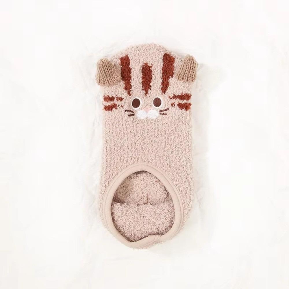 Cartoon Fuzzy Slipper Socks Non-Slip Floor Socks Cozy Ankle Socks For Women