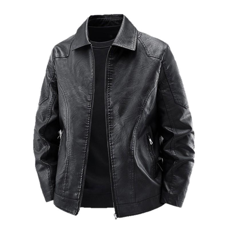 Men's leather jacket new business casual jacket men's autumn regular lapel comfortable large size top