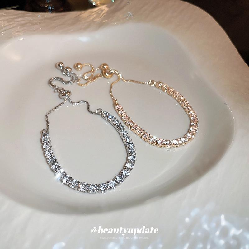 Korean Fashion Zircon Beaded Adjustable Bracelet – Elegant, Versatile Hand Jewelry