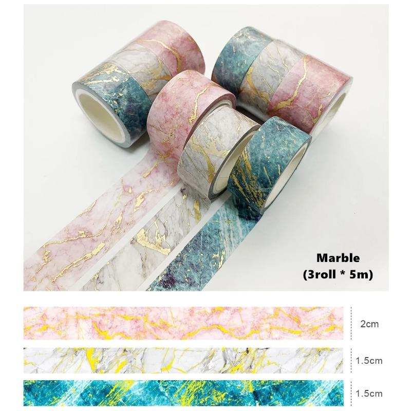 3 Rolls Per Box Gold Foil with Floral Pattern DIY Diary Decoration Hand Account Collage Gift Decoration Handmade Decorative Tape