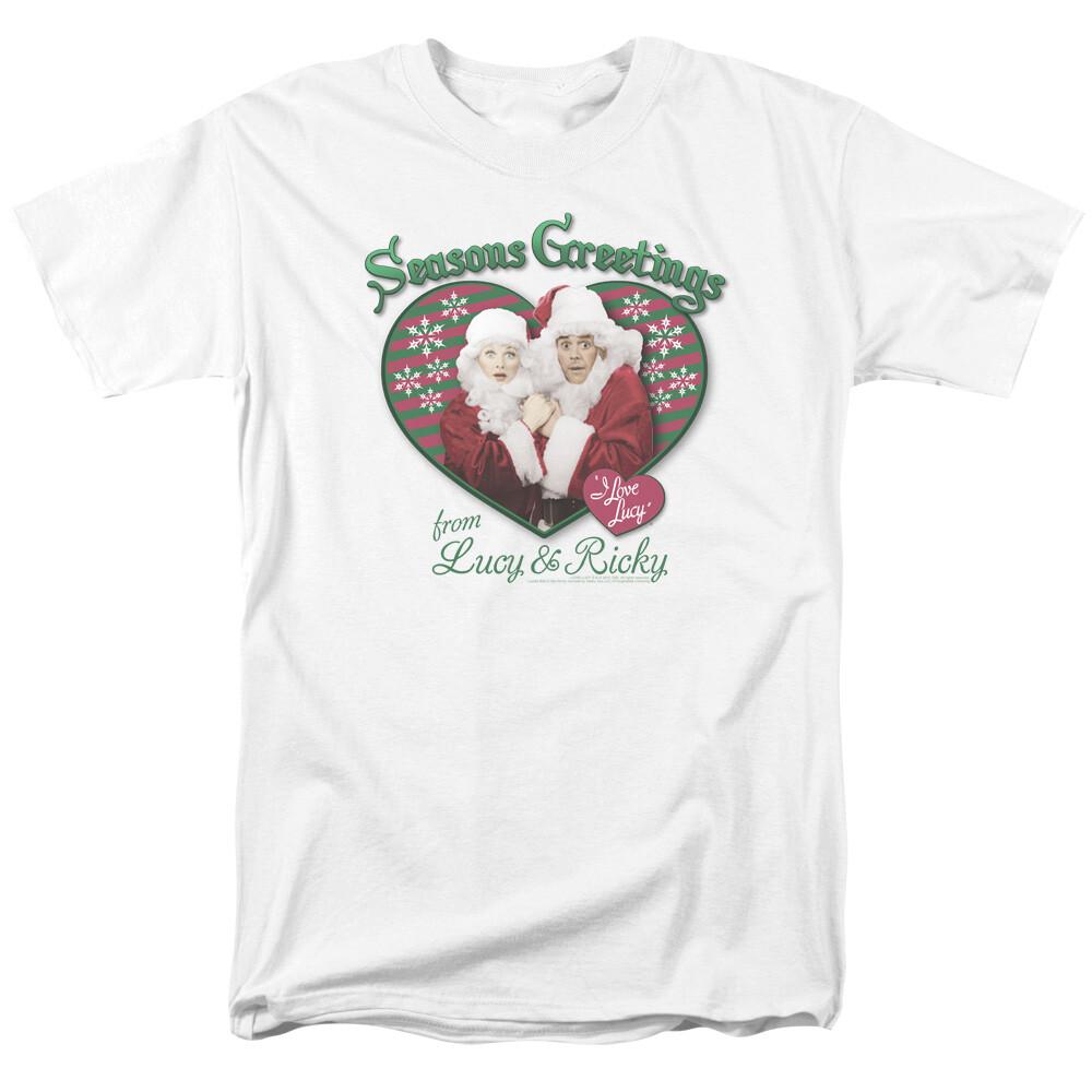 I Love Lucy Seasons Greetings Holiday T Shirt Licensed Funny TV Show Tee White M
