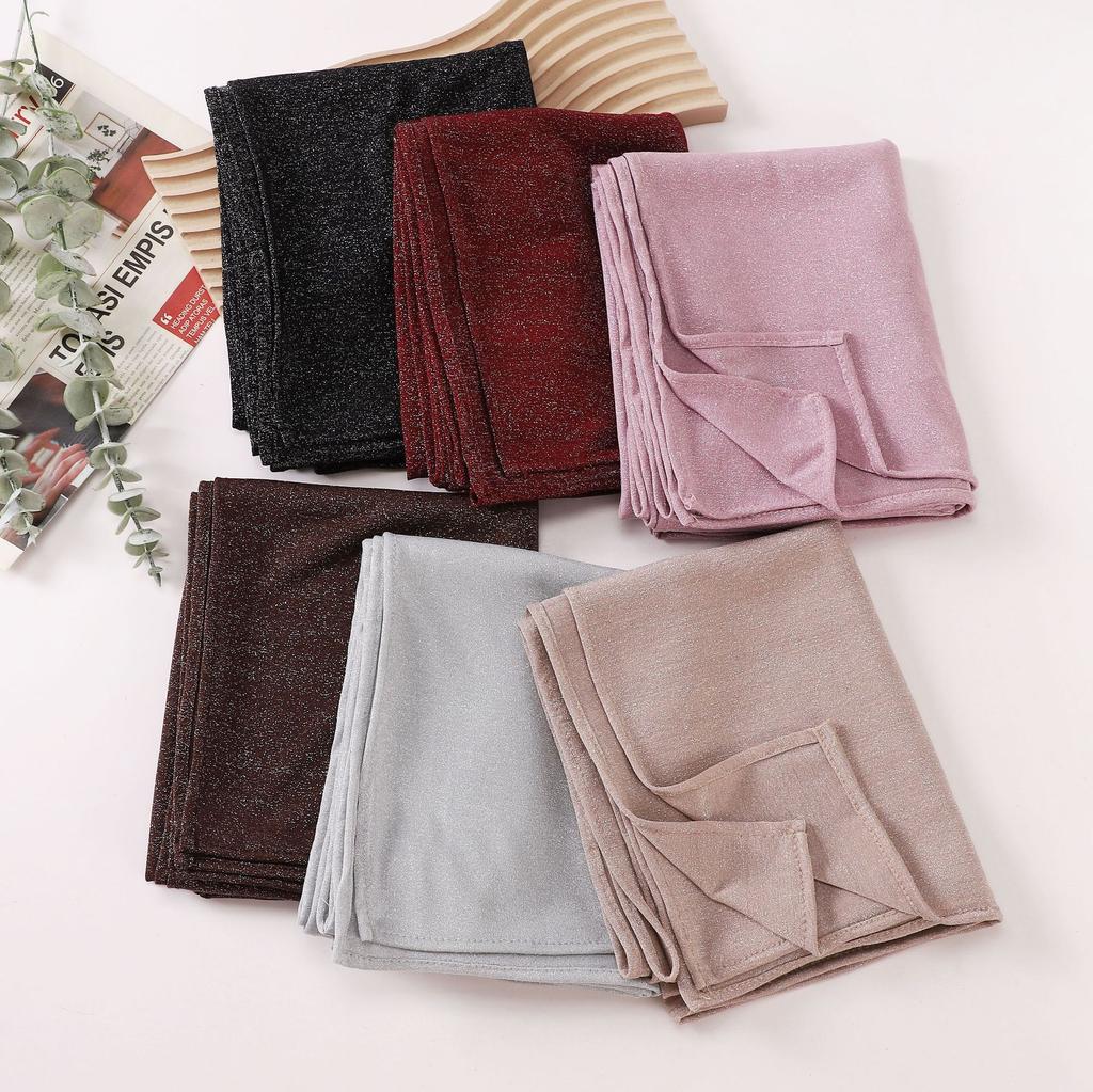 New Glitter Cotton Jersey Hijab Scarf For Woman Muslim Hijabs Fashion Shinny Shawl Islamic Turban Elasticity Stretch Headscarf