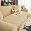 Solid Color Teddy Velvet Warm Sofa Cover High Elastic Thick Corner Couch Covers for Winter Anti-Scratch Pet Friendly Sofa Pad