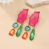 Bohemian Geometric Colored Diamond Earrings - European & American Style for Women