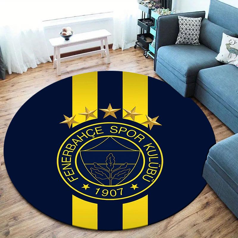 Fenerbahçe Sports Club Round Area Rug,Carpet Rug for Living Room Bedroom Sofa Playroom Decor,Non-slip Floor Mat