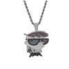 Sirs Glasses Pendant Necklace Men Ice Covered Colorful Square Necklace Jewelry