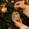 8-Pack Foam Christmas Ball Ornaments, Champagne Painted Irregular Glitter Hanging Decorations for Christmas Tree