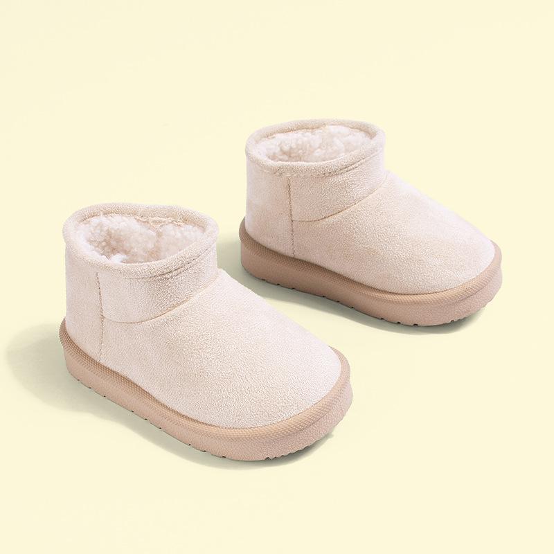 Winter suede warm children's snow boots, casual girls' plush short cotton boots for toddlers and young children