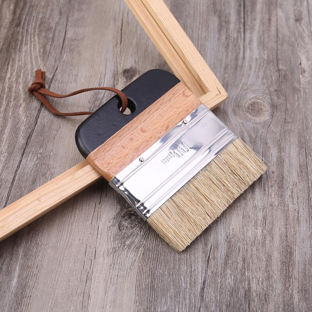 Natural Bristle Brush Wide Flat Chalk and Wax Paint Brush DIY Painting and Waxing Tool for Home Decor, Wood Projects