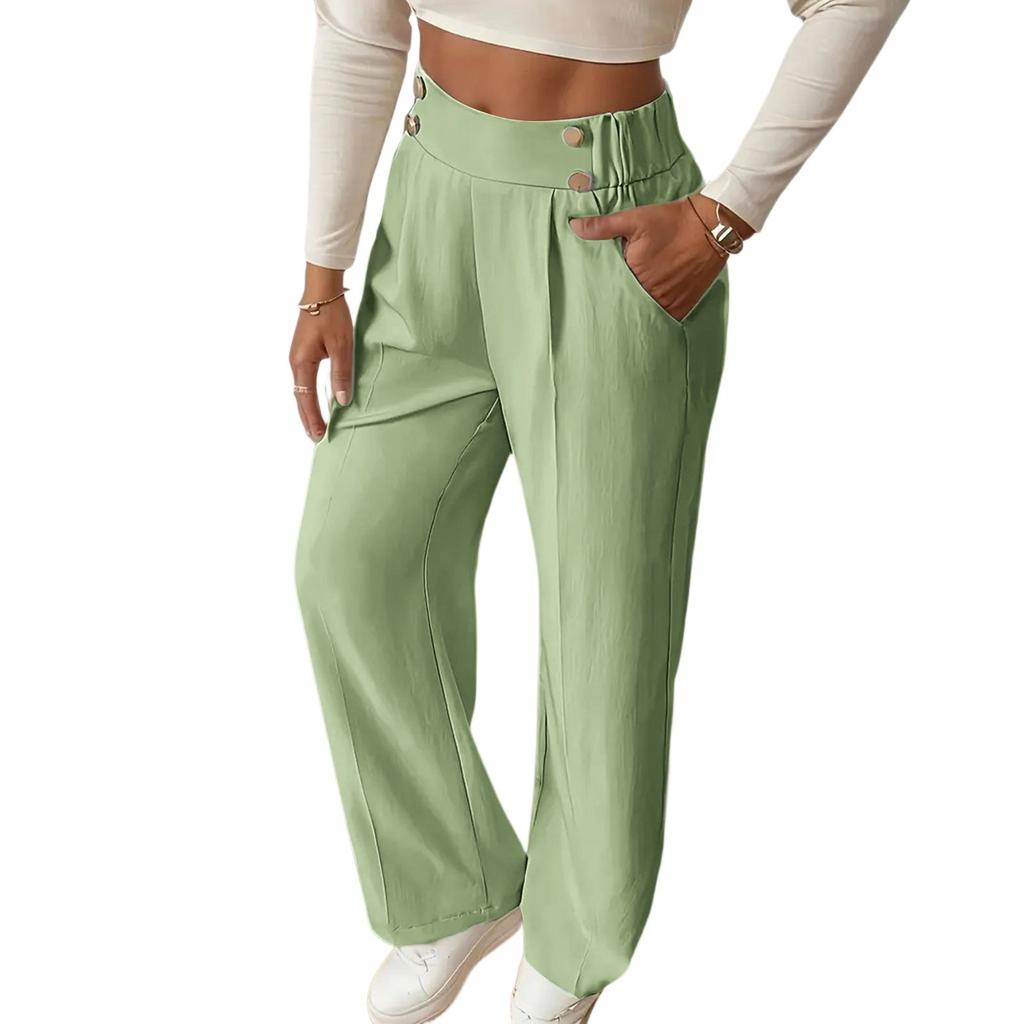 Women's High Waisted Color Flowy Floor-Length Casual Pants for Everyday Wear