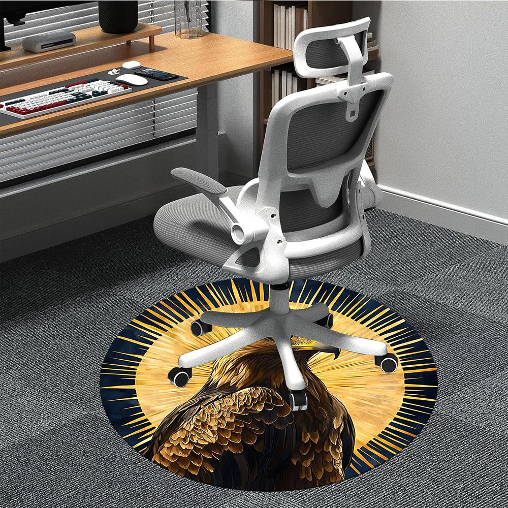 

1pc Eagle Emblem Carpet, Round Non Slip Durable Large Size Office Carpet, Suitable for Office 80cm